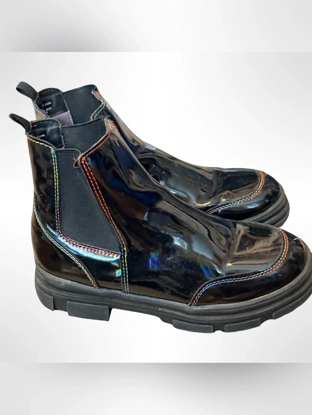 Old Navy Girls’ Black Patent Chelsea Ankle Boots | Size 2